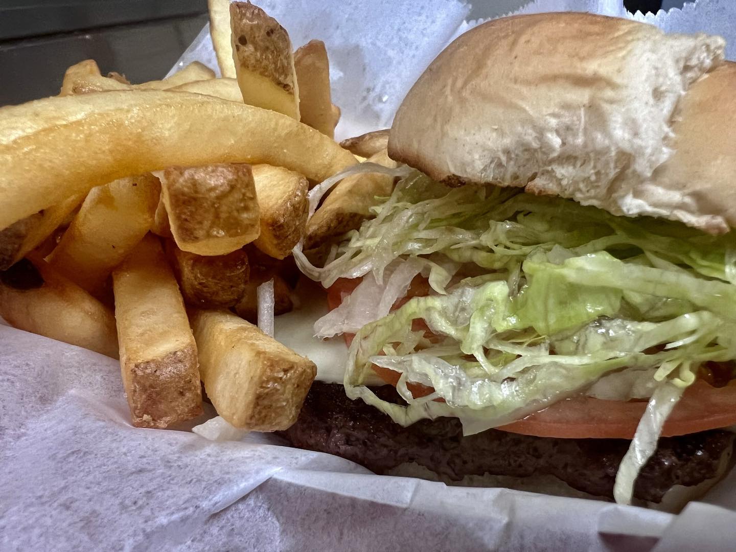 Burger with fries